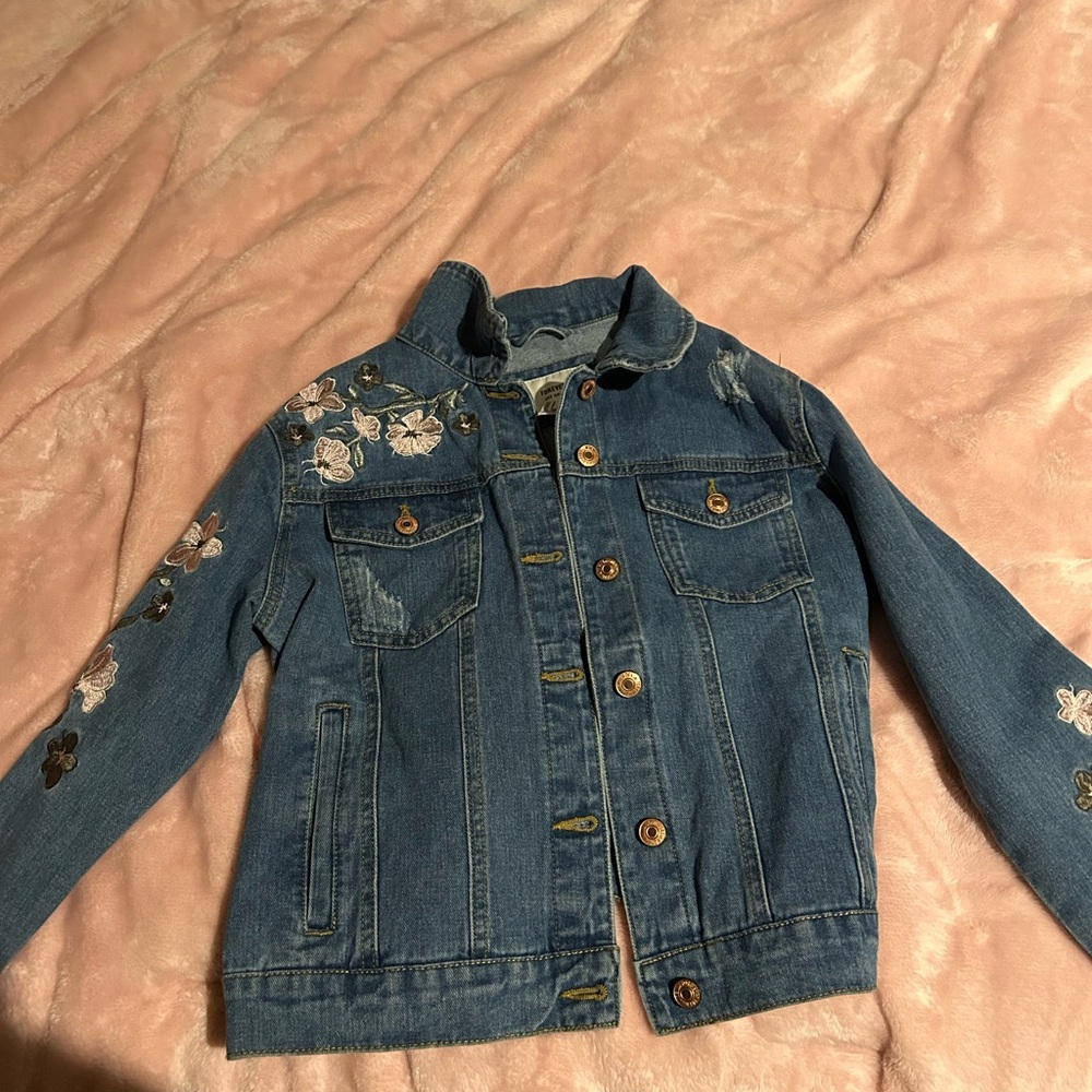 Forever 21 Blue Jean Jacket Cropped Fitted